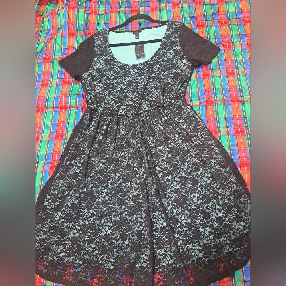 Torrid Black and Teal Lace Dress - Picture 8 of 9